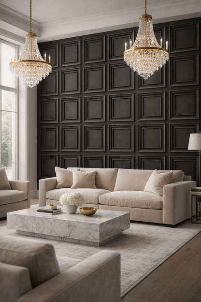 Classic Black Panel Mural Wallpaper