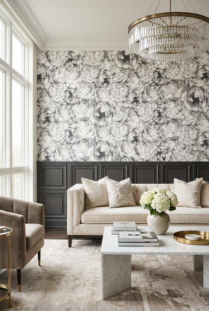 Classic Black Panel Mural Wallpaper