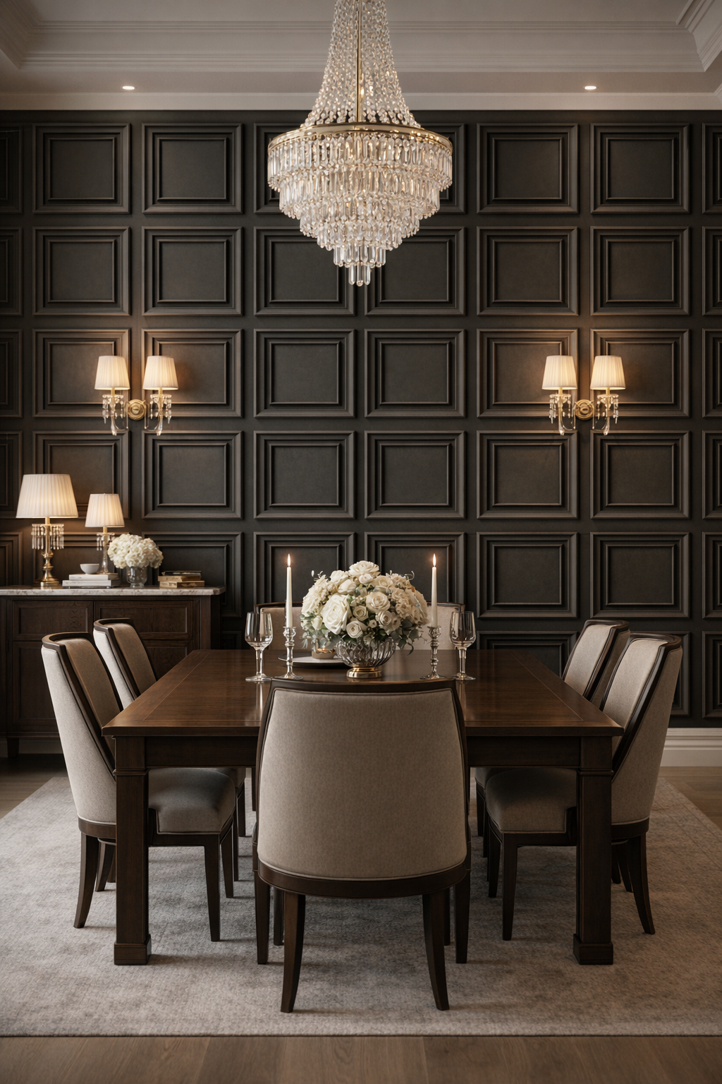 Classic Black Panel Mural Wallpaper