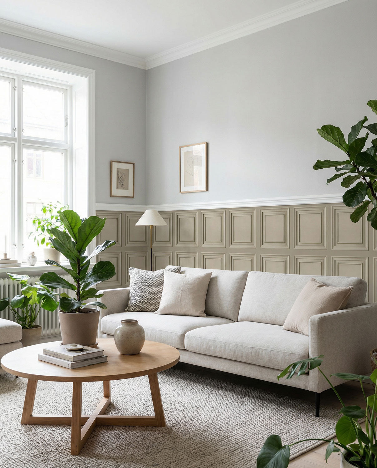 Classic Square Panel Wainscoting Wallpaper