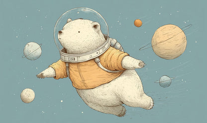Sample of Cosmic Bear Adventure Mural Wallpaper