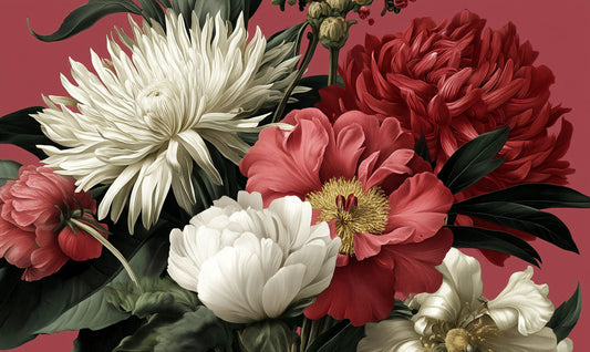 Crimson Bloom Bouquet Mural Wallpaper