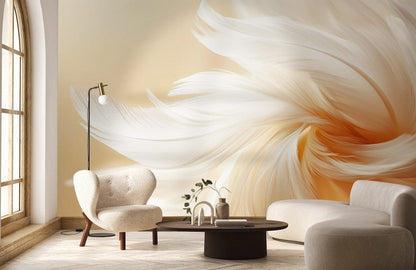 Ethereal Feather Swirl Mural Wallpaper