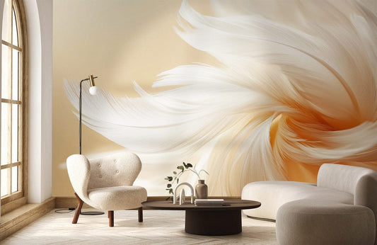 Ethereal Feather Swirl Mural Wallpaper