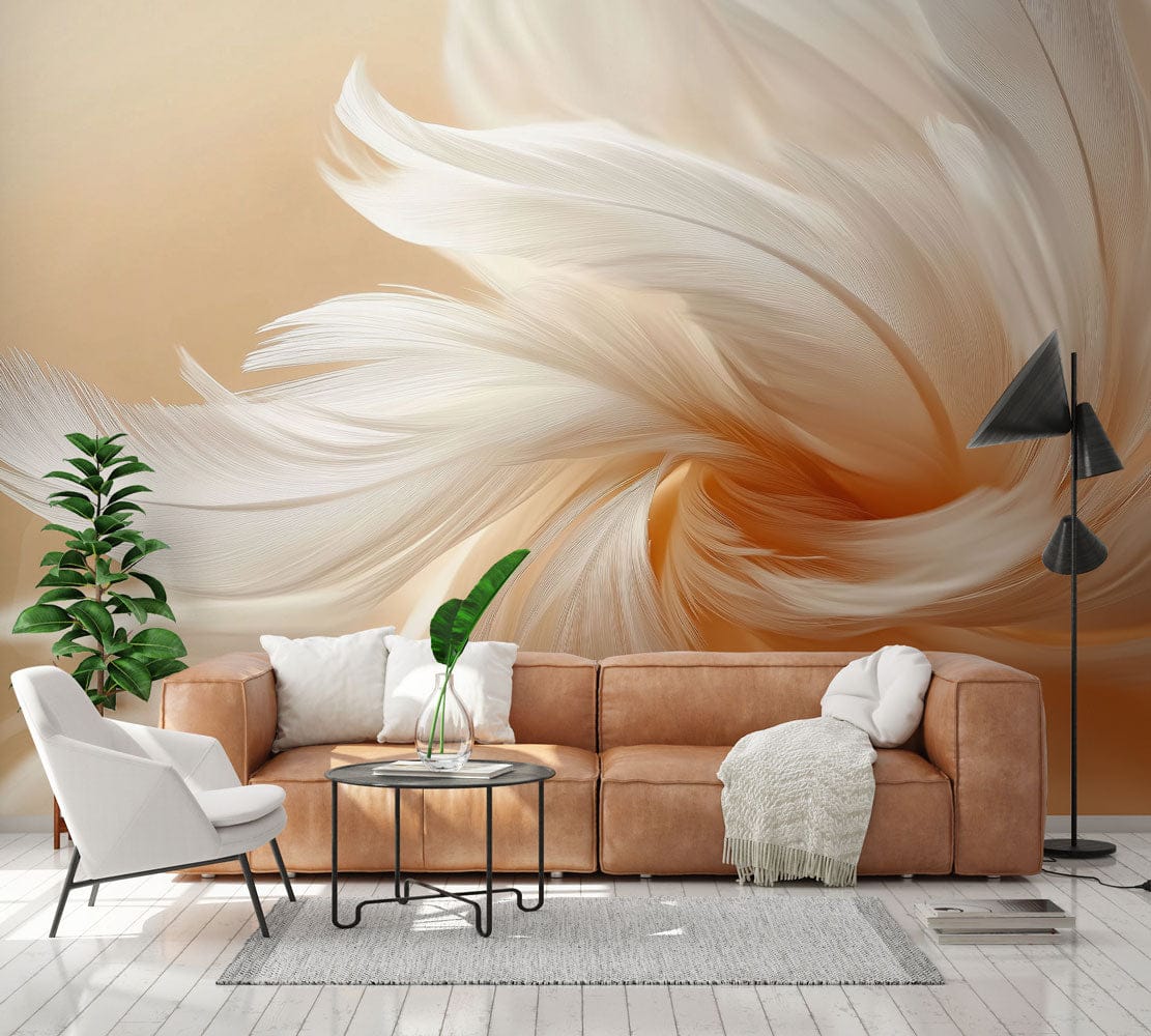 Ethereal Feather Swirl Mural Wallpaper