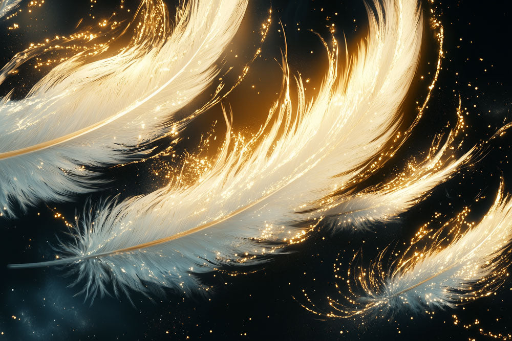 Golden Feather Glow Mural Wallpaper