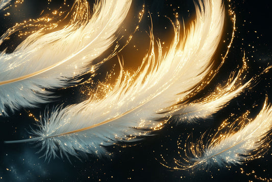 Golden Feather Glow Mural Wallpaper