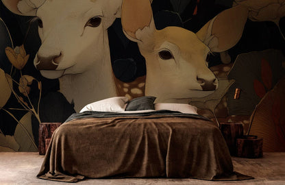 Golden Woodland Fawn Harmony Mural Wallpaper
