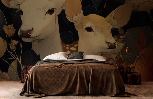Golden Woodland Fawn Harmony Mural Wallpaper