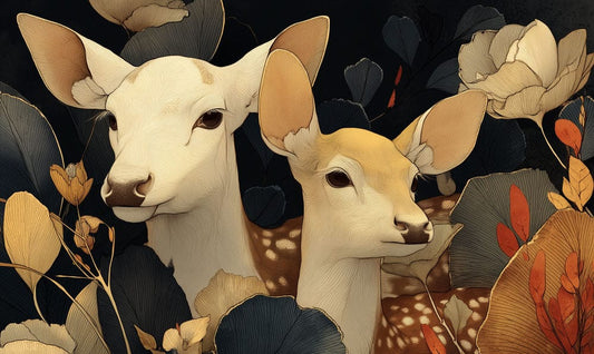 Golden Woodland Fawn Harmony Mural Wallpaper