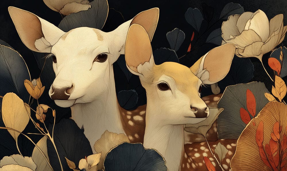 Golden Woodland Fawn Harmony Mural Wallpaper