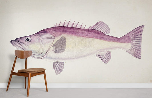 Vintage Nautical Fish Illustration Mural Wallpaper