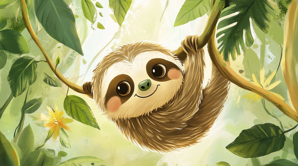 Happy Jungle Sloth Mural Wallpaper