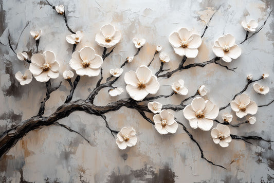 Ivory Blossom Branch Mural Wallpaper