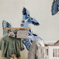 Blue Butterfly Patterned Bedroom Mural Wallpaper