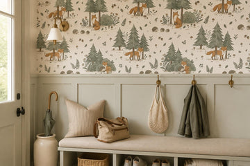 Foxes Pine Forest Wallpaper Mural