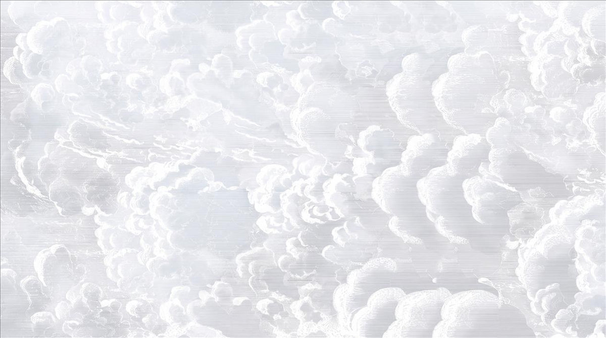 White Engraved Clouds Wallpaper Mural