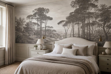 Monochrome Grey White Eucalyptus Wallpaper Mural