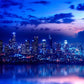 Blue Urban Skyline Reflective Mural Wallpaper