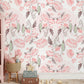 Pink Floral Botanical Garden Mural Wallpaper