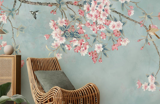 Elegant Cherry Blossom Branches Mural Wallpaper