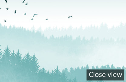 Misty Pine Forest Landscape Wall Mural