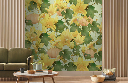 Sunny Yellow Botanical Mural Wallpaper