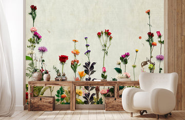 Colorful Botanical Garden Floral Mural Wallpaper