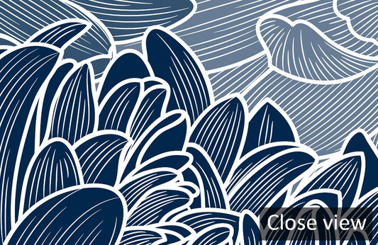 Tropical Teal Leaf Botanical Mural Wallpaper