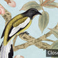 Illustration murale botanique vintage d'oiseaux et de fleurs