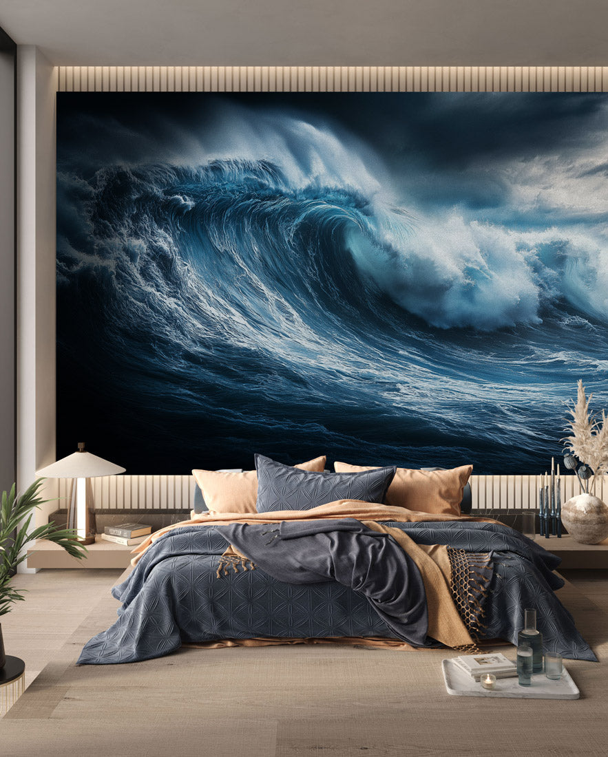 Midnight Ocean Surge Mural Wallpaper