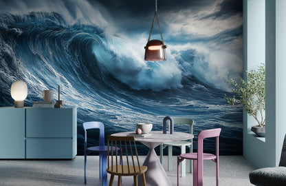 Midnight Ocean Surge Mural Wallpaper