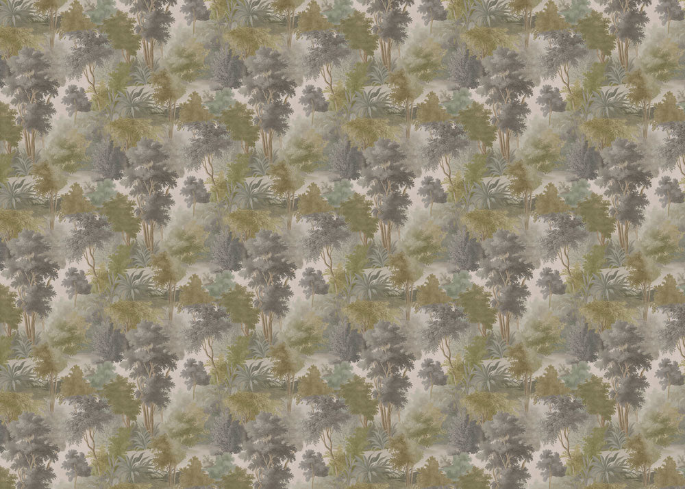Misty Woodland Scenic Pattern Wallpaper