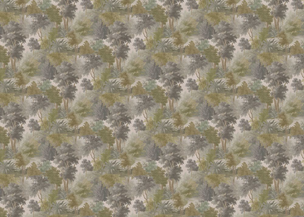 Misty Woodland Scenic Pattern Wallpaper