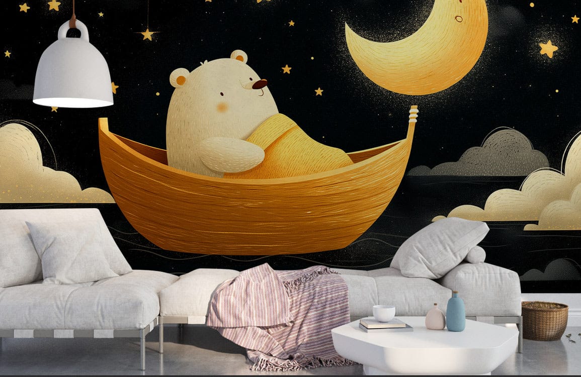 Moonlit Dream Bear Mural Wallpaper