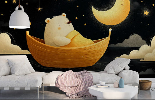 Moonlit Dream Bear Mural Wallpaper