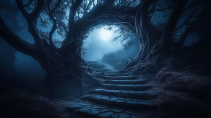 Moonlit Enchanted Forest Path Mural Wallpaper