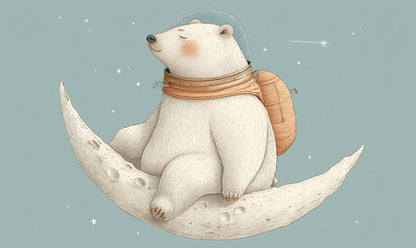 Moonlit Polar Bear Dream Mural Wallpaper