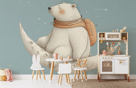 Moonlit Polar Bear Dream Mural Wallpaper