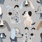 Whimsical Playful Pooch Pattern Mural Wallpaper