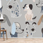 Whimsical Playful Pooch Pattern Mural Wallpaper