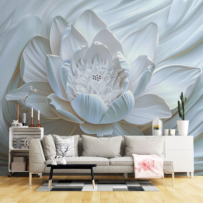 Serene Lotus Blossom Mural Wallpaper in living room