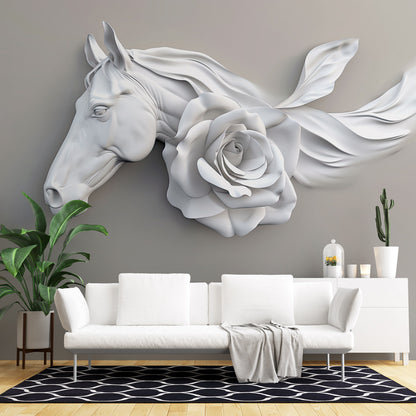 Equestrian Elegance Unveiled Mural Wallpaper in living room