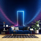 Neon Gateway Illusion Mural Wallpaper in living room