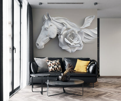 Equestrian Elegance Unveiled Mural Wallpaper in living room