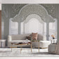 Elegant Arched Sanctuary Mural Wallpaper in living room