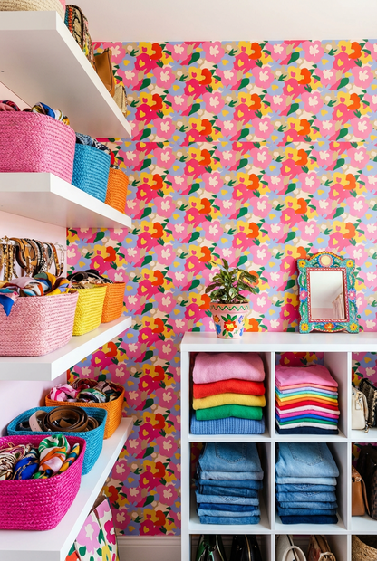 Playful Garden Bloom Pattern Wallpaper