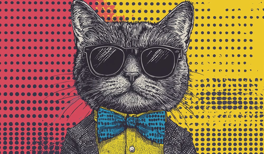 Pop Art Gentleman Cat Mural Wallpaper