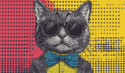 Pop Art Gentleman Cat Mural Wallpaper