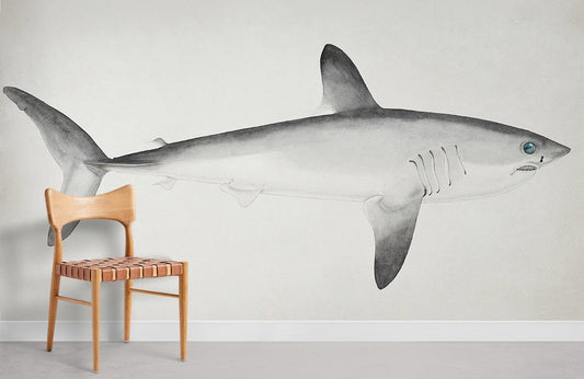 Monochrome Oceanic Shark Wall Mural